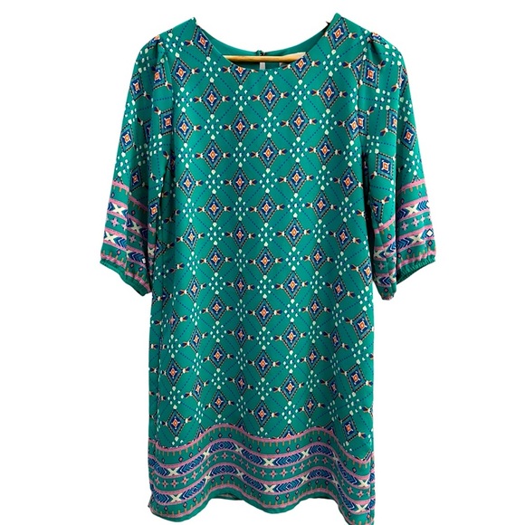 Everly Dresses & Skirts - Everly Womens Size Small Geometric Print 3/4 Sleeves Knee Length Dress Artsy
